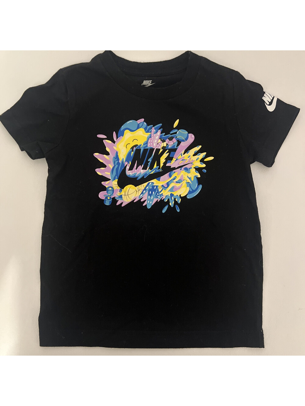 Nike Boy’s Futura Sport Splash Tee Black Color Size 4t 3 - 4 Years With Logo